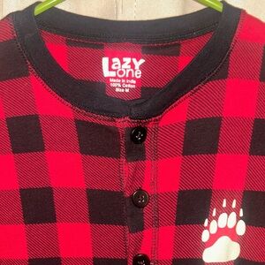 Lazy one Red and Black Plaid Women’s or Men’s One Piece Pajama